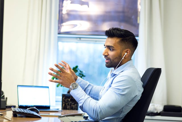 business man sitting at desk