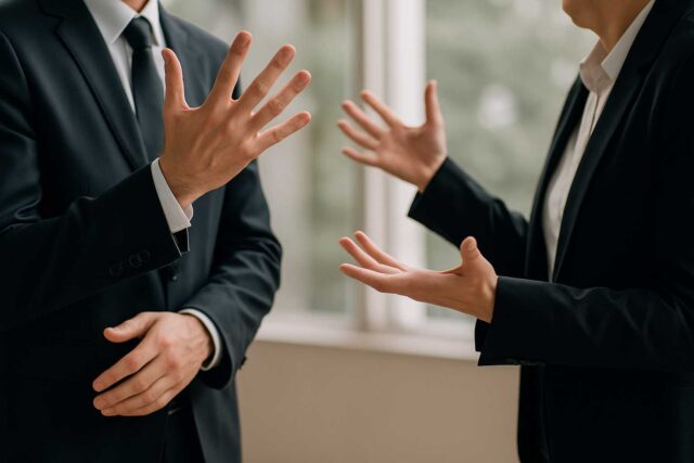 two business people in a dispute